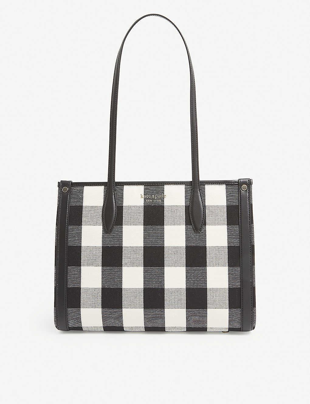 Kate spade black clearance and white plaid purse