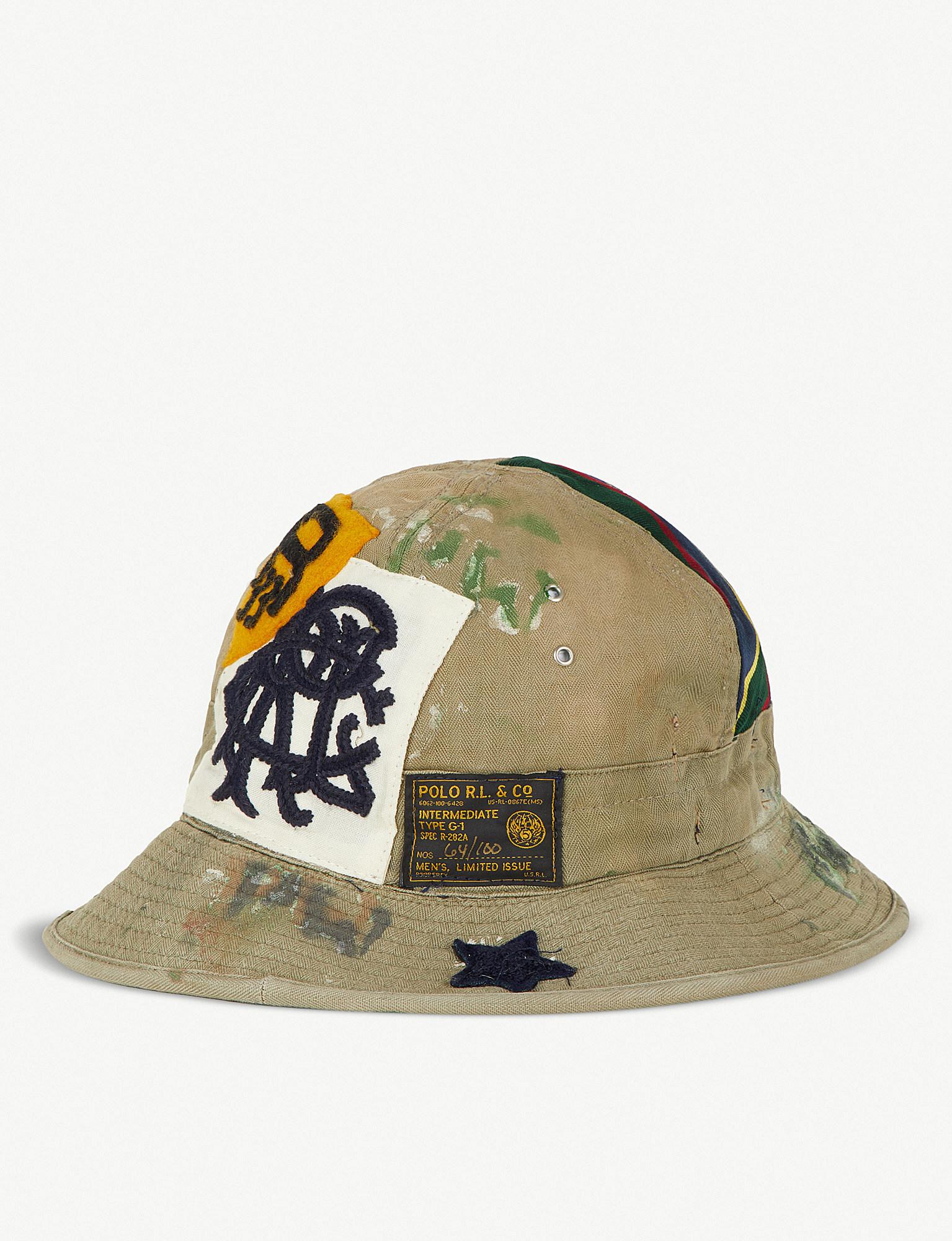 Polo Ralph Lauren Embroidered Patch Canvas Bucket Hat in Green for Men |  Lyst