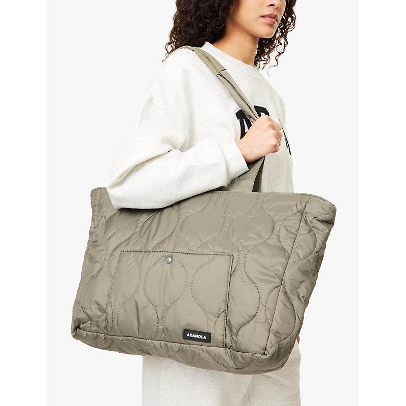 ADANOLA Quilted Logo-print Recycled-nylon Tote Bag in
