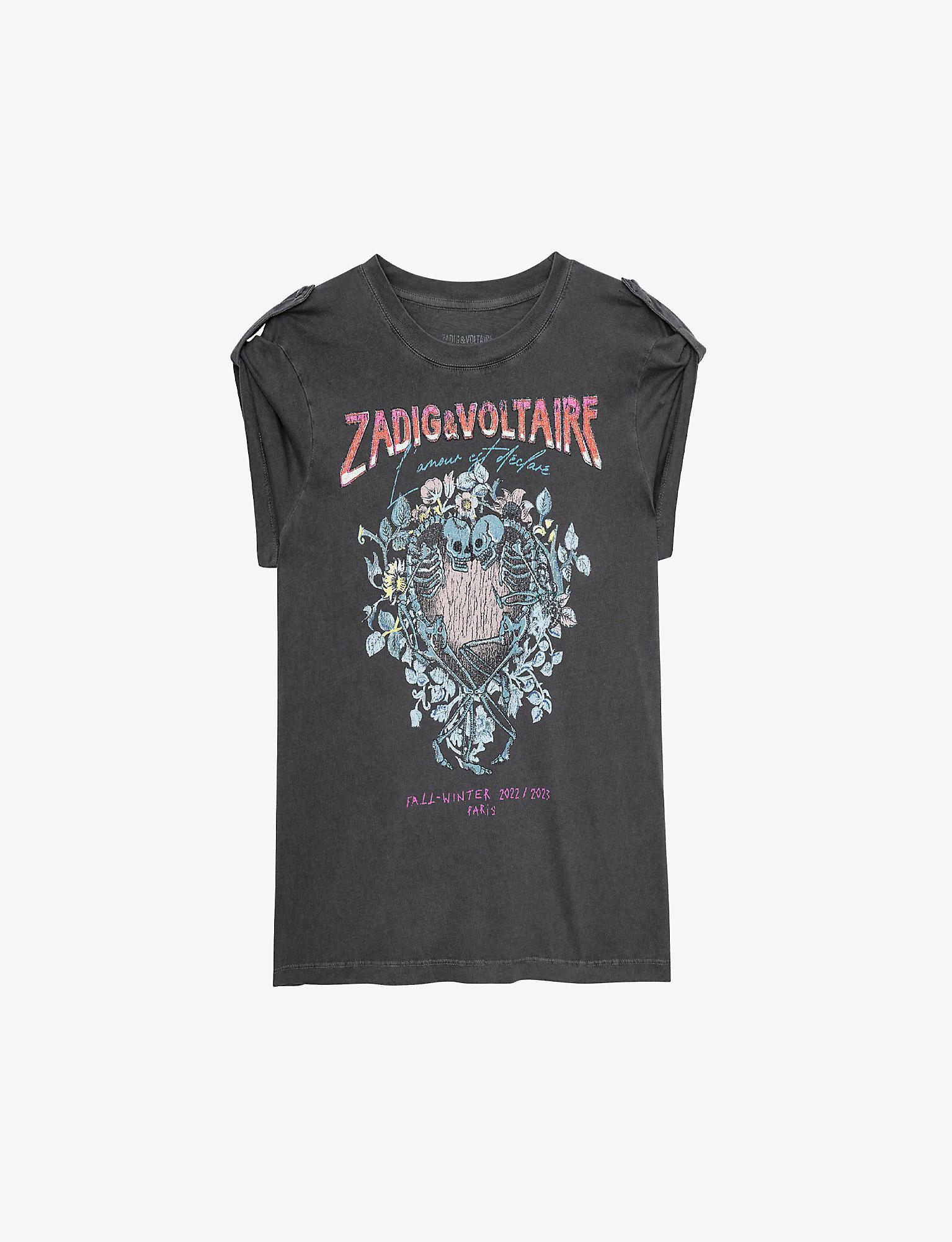 Zadig & Voltaire Donate Skull Branded-print Cotton-jersey T-shirt in ...