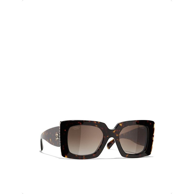 CHANEL Acetate Calfskin Square Sunglasses 5474-Q Black 1254736
