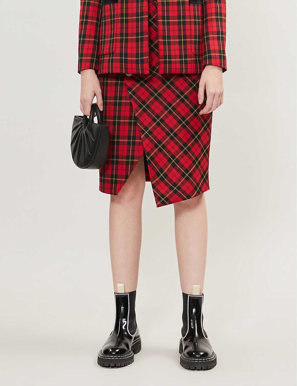 Janty asymmetrical plaid pencil clearance skirt