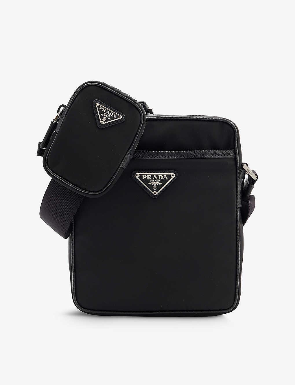 Prada Brand-plaque Mini-pouch Shell Cross-body Bag in Black for Men | Lyst
