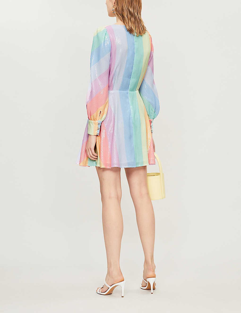 Olivia Rubin Kylie Striped Sequinned Mini Dress in Blue Lyst