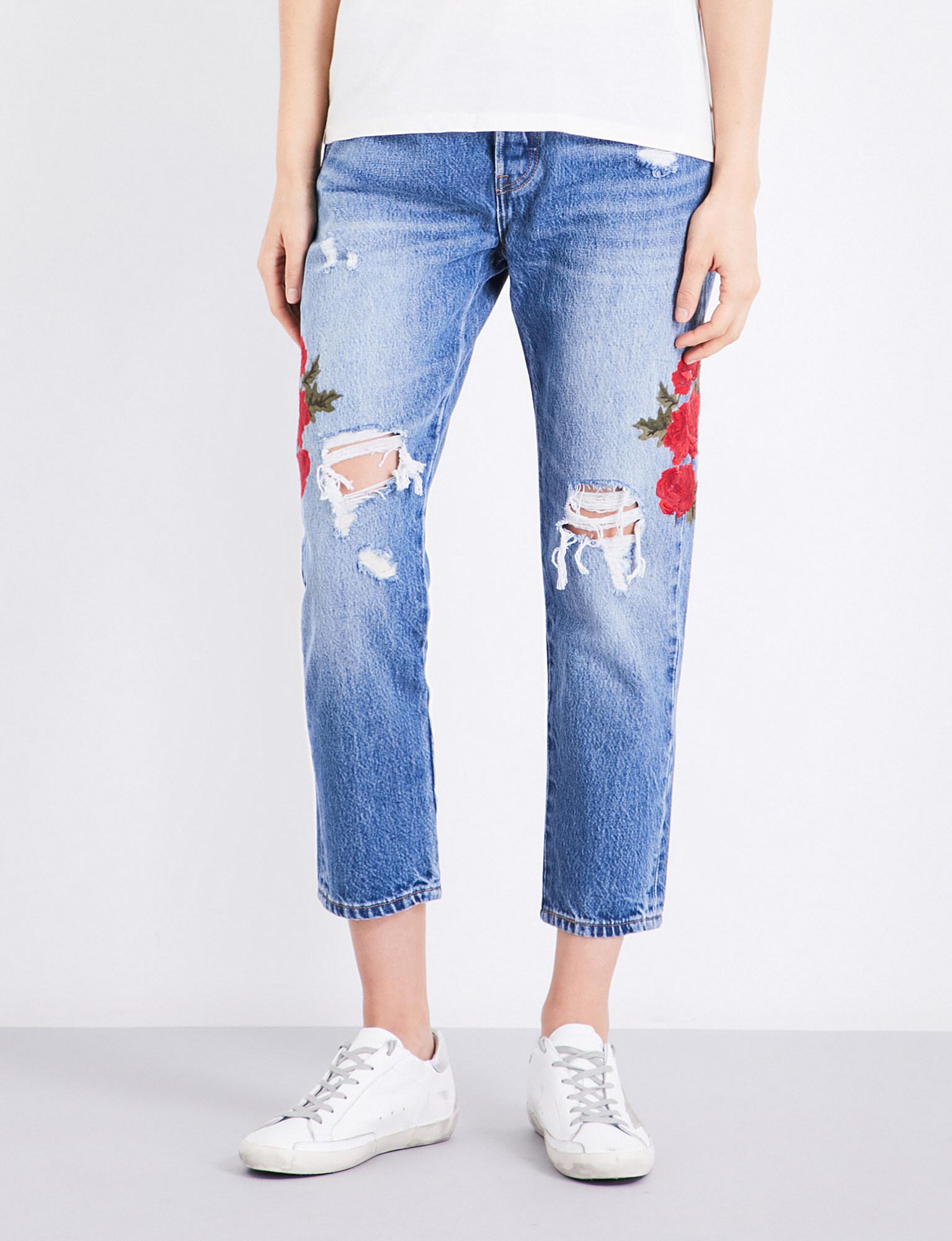 levis rose embroidered jeans