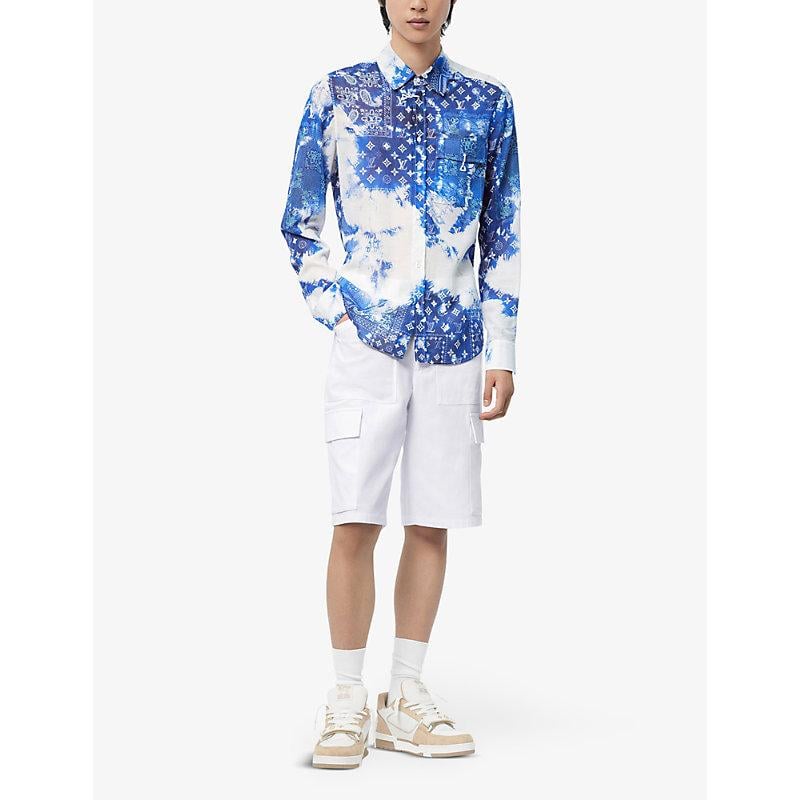 Louis Vuitton Monogram Bandana Pin-hook Regular-fit Cotton Shirt in Blue  for Men