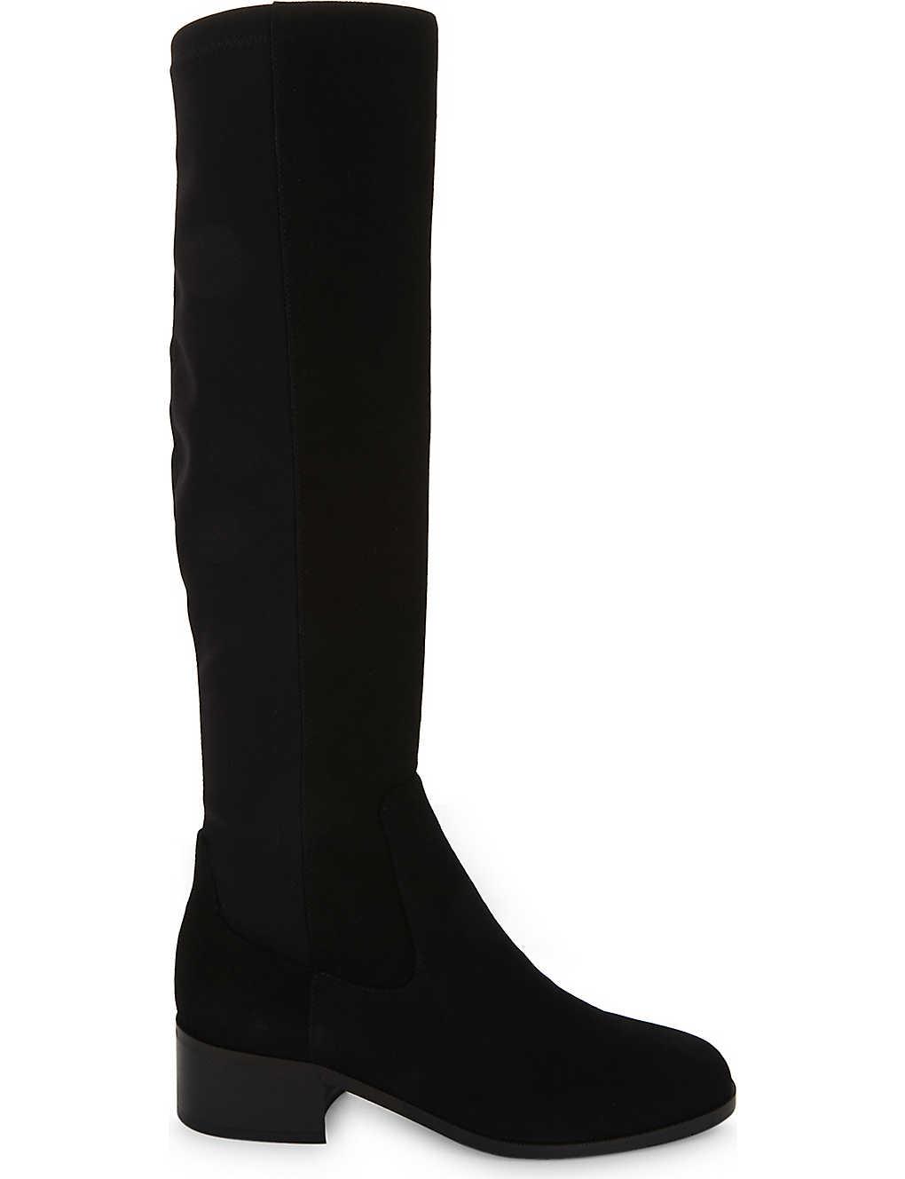 LK Bennett Bella Stretch Suede Knee Boots in Black | Lyst