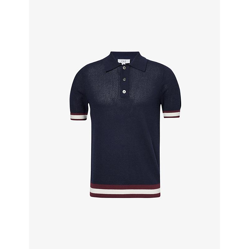 CHE Quinn Stripe-Trimmed Cotton-Knit Polo Shirt in Blue for Men