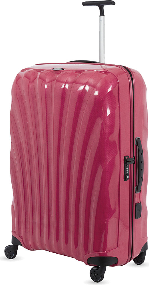 bright pink suitcase