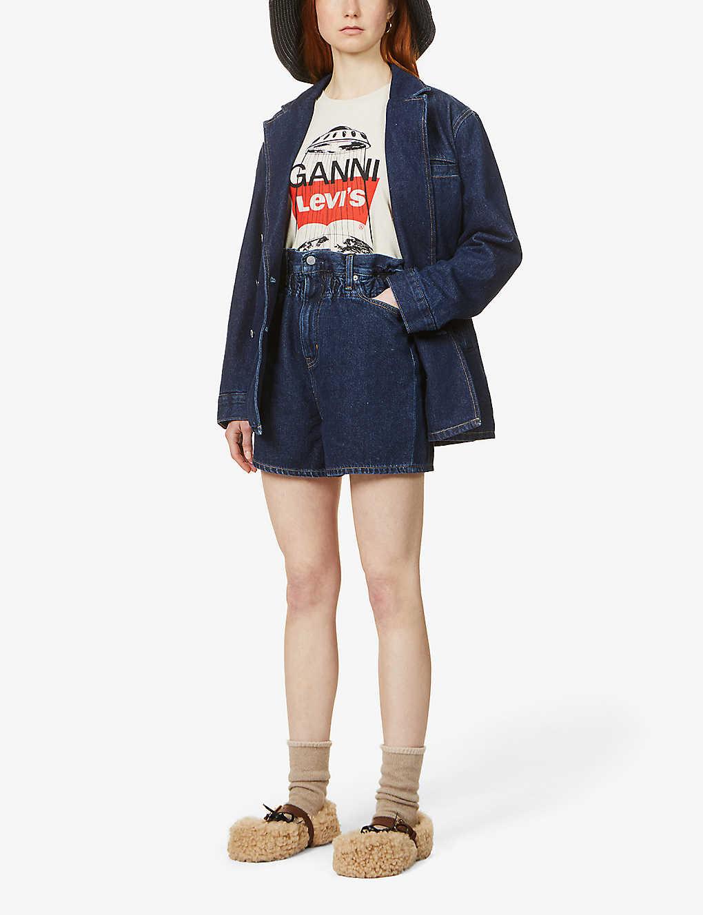 High-rise Cotton-blend Shorts 