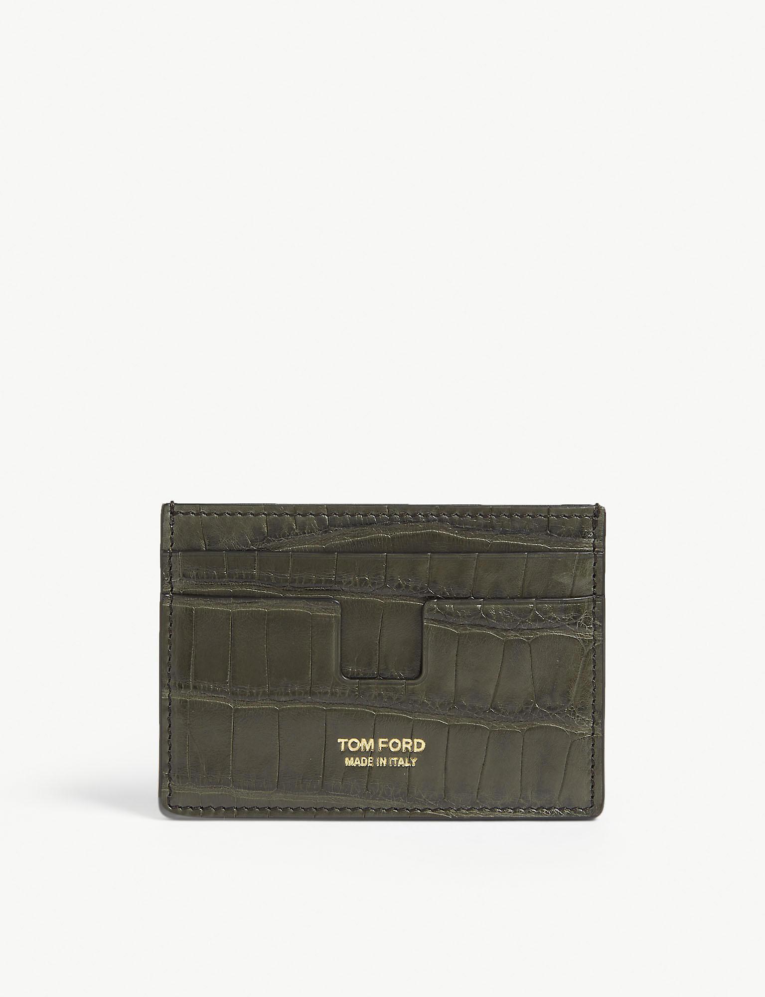 Leather Business Card Holder, Classic Croc