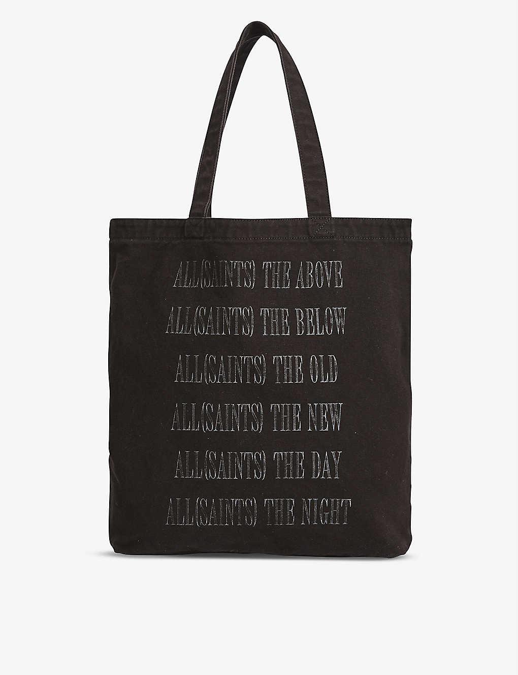 AllSaints Black Stamp Branded Canvas Tote Bag 1 Size | Lyst