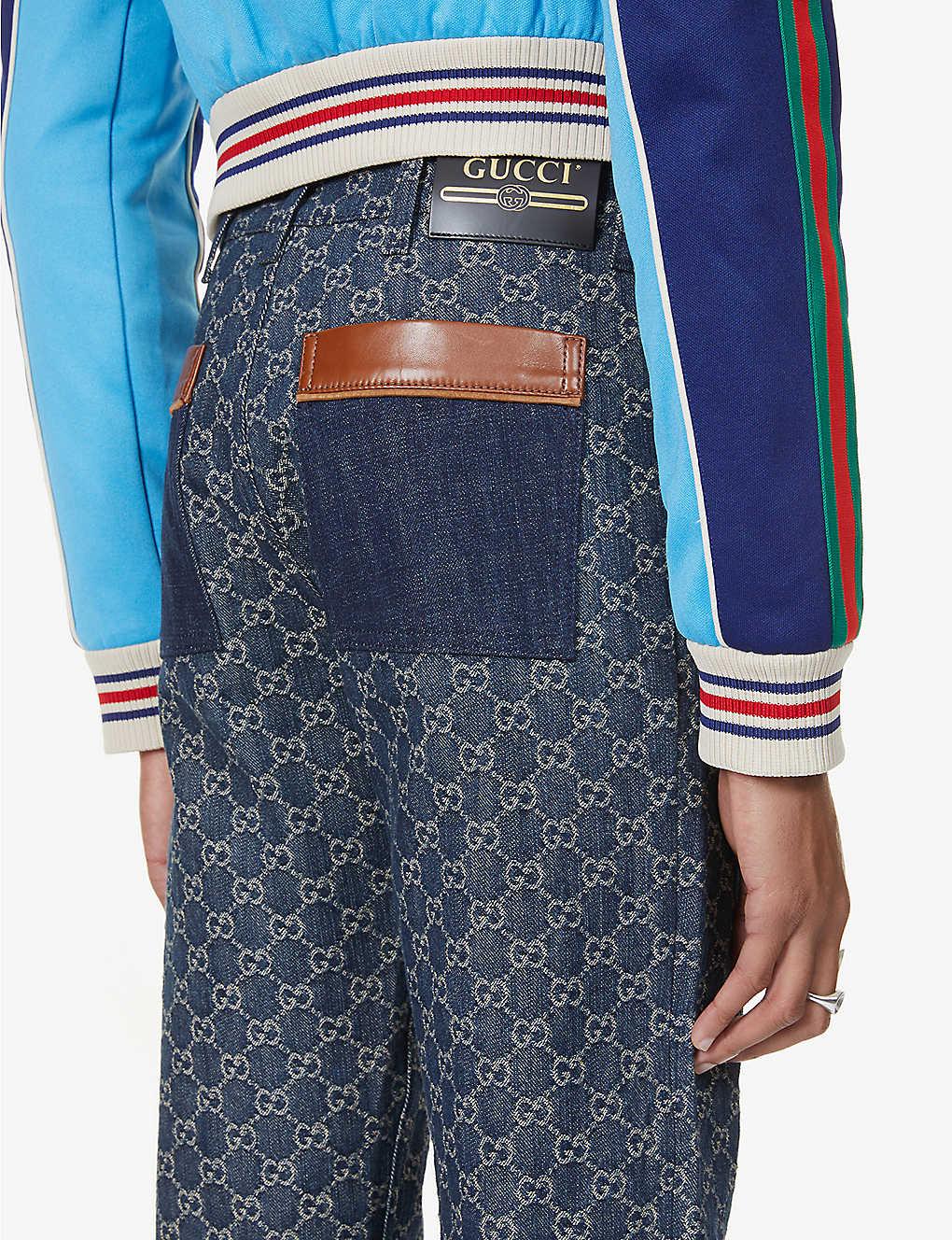 Gucci Monogram-pattern Slim-fit Jeans in Blue for Men | Lyst