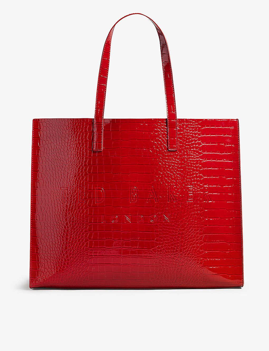 Ted Baker Croc-detail Icon Leather Tote Bag in Red | Lyst Canada