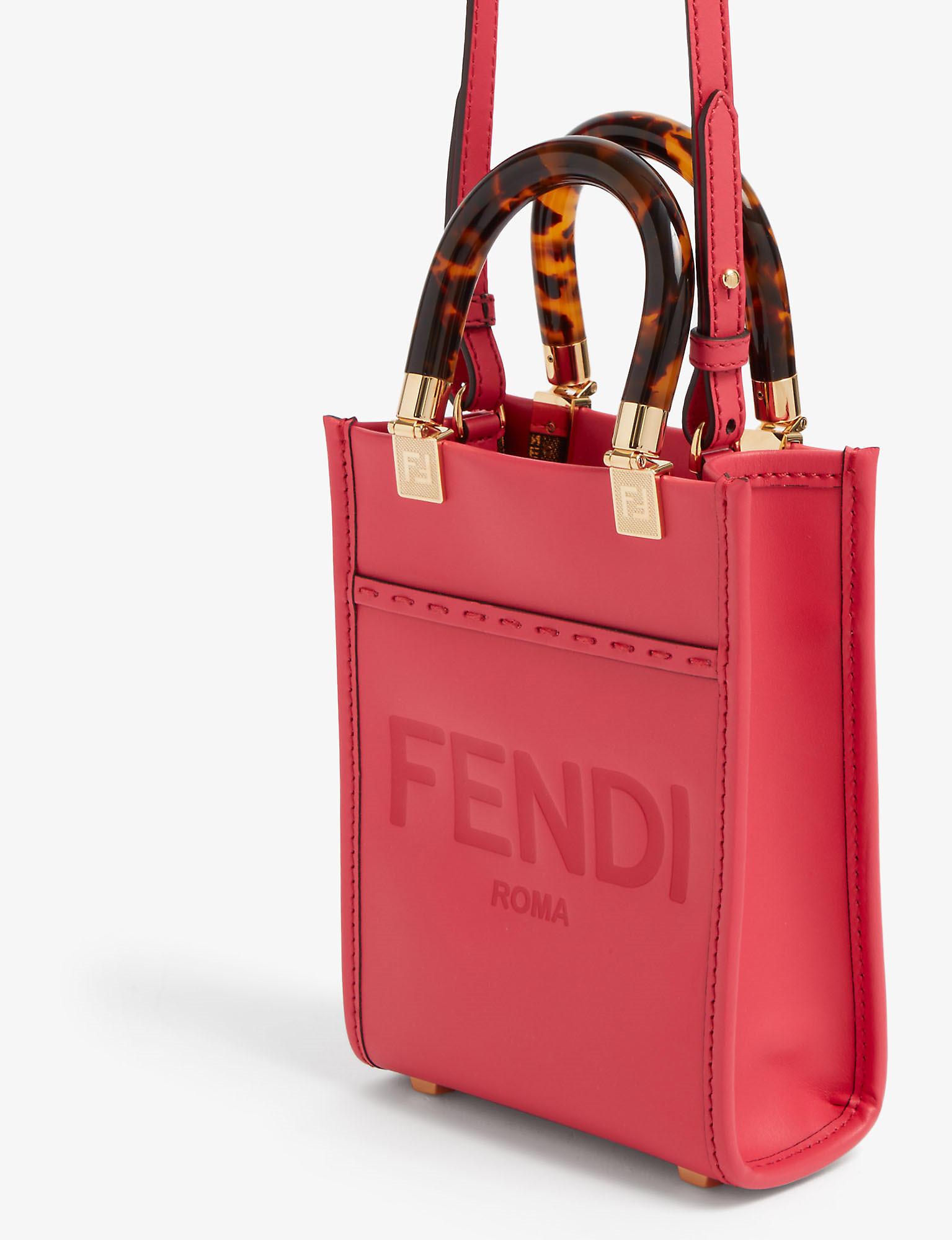 Fendi Sunshine Mini Leather Cross body Bag in Red Lyst