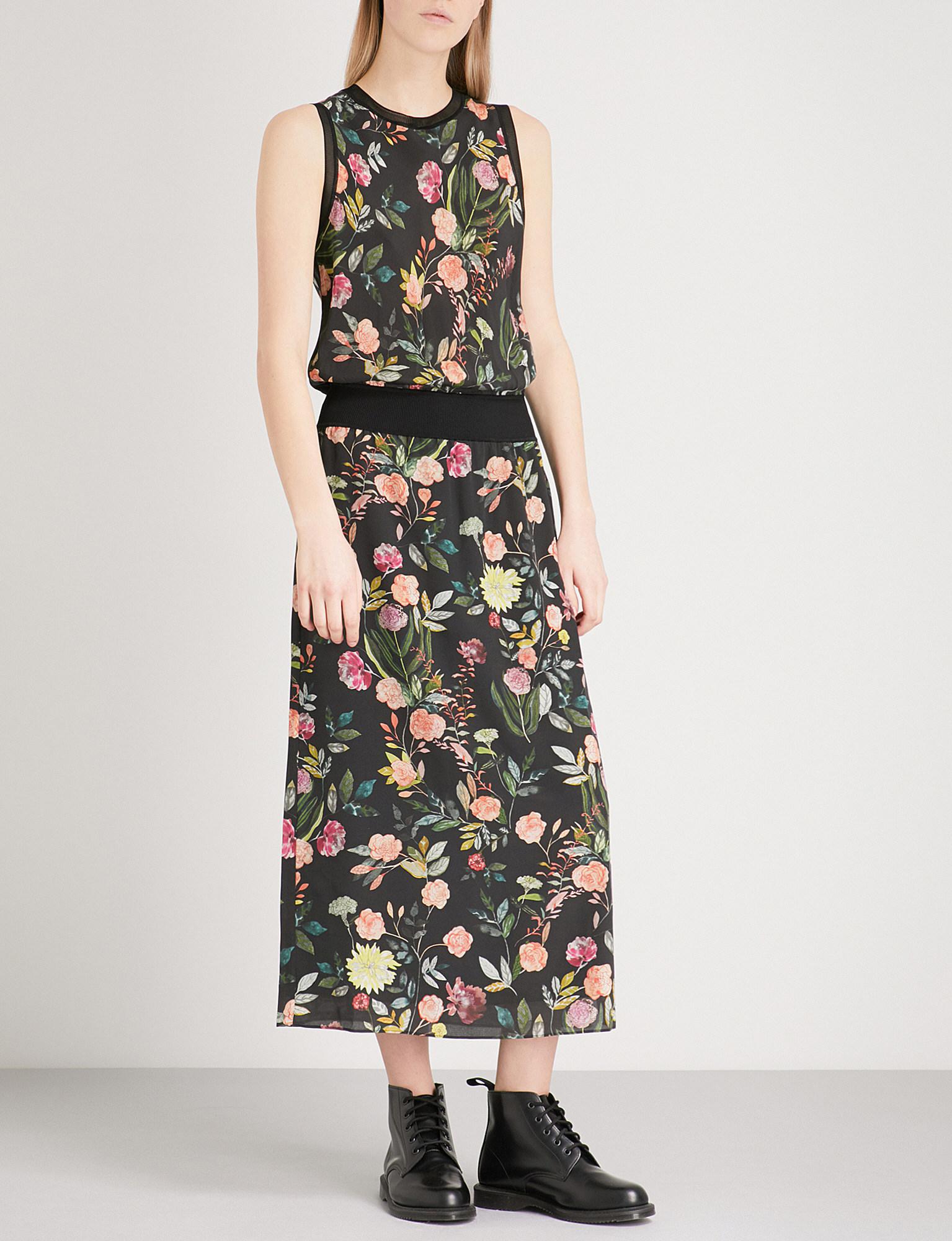 Theory Lewie Floral Silk Dress in Black 