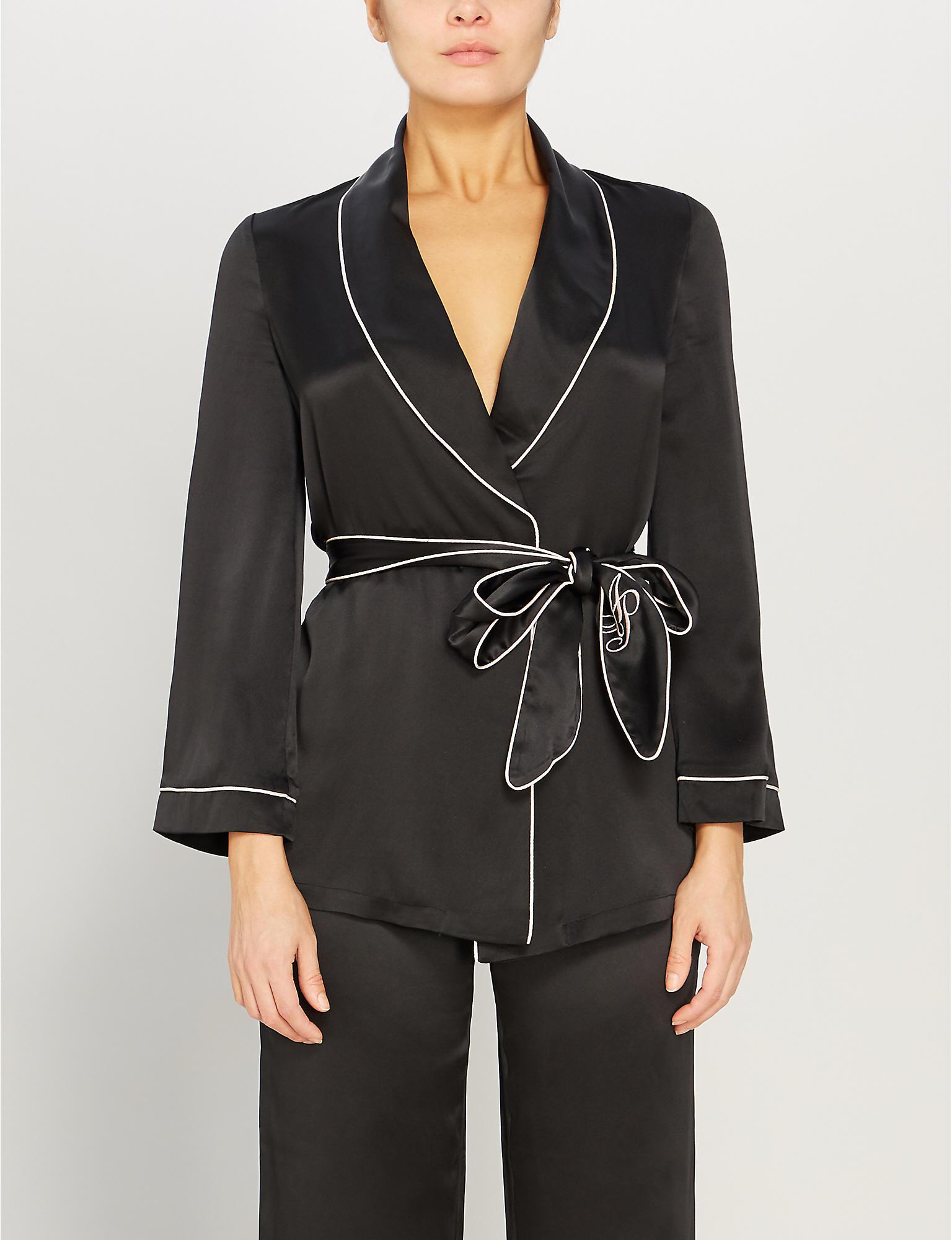 Agent Provocateur Classic Silk Pyjama Top in Black Pink (Black) - Lyst