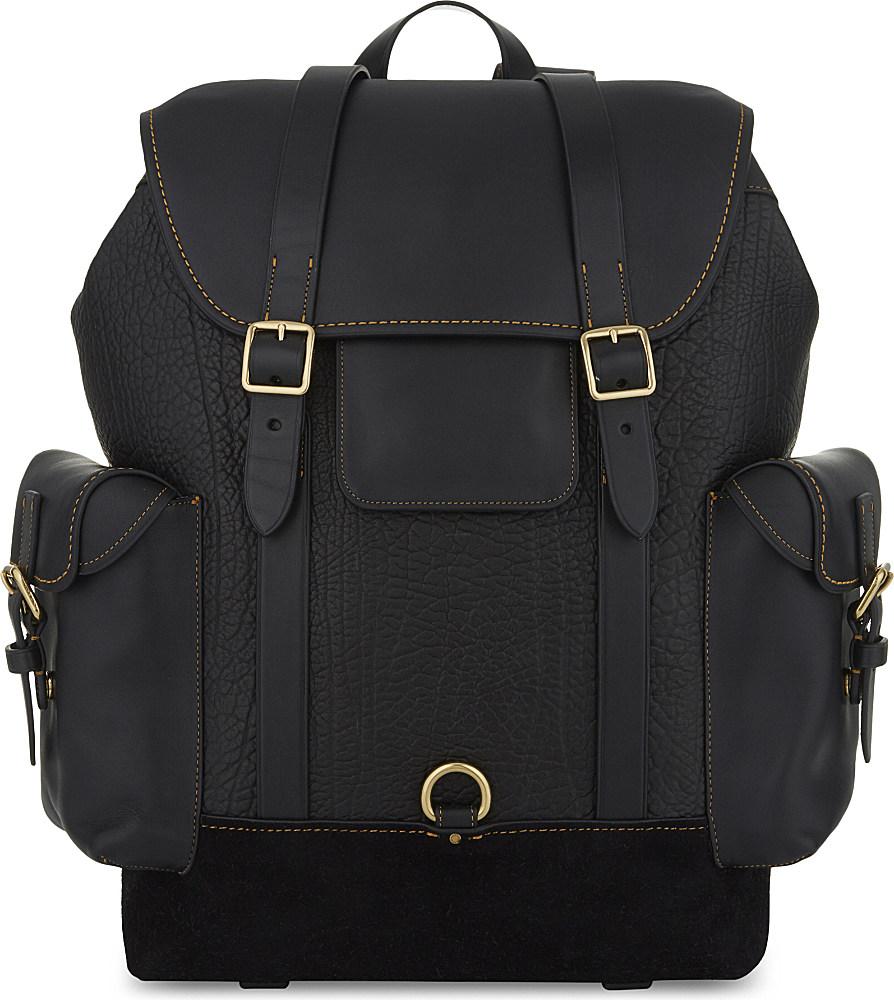 coach black leather backpack mens