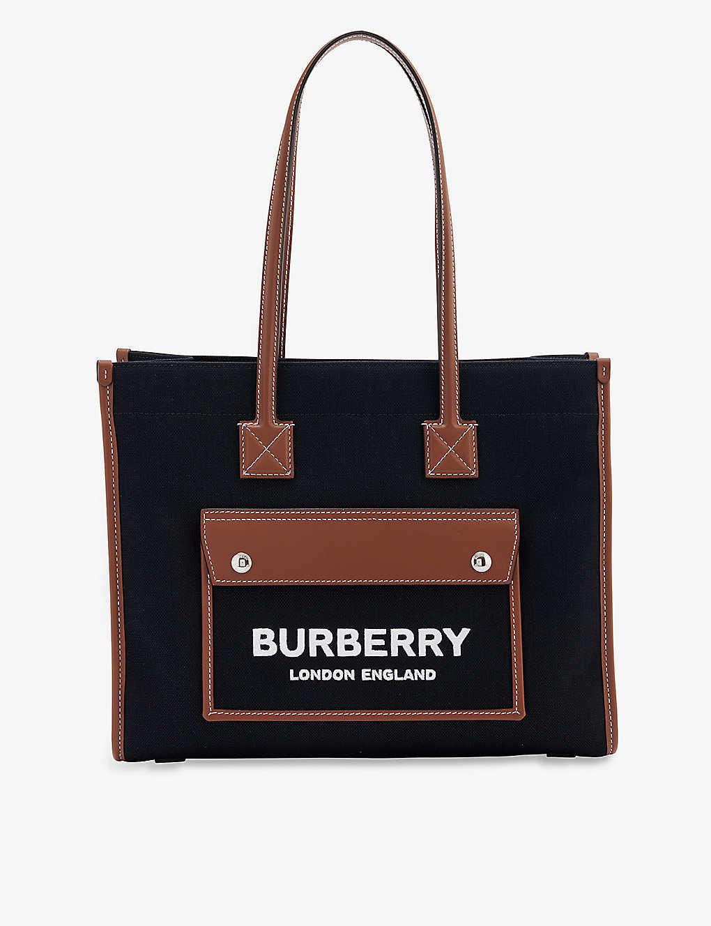 Burberry Freya Small Brand-embroidered Canvas And Leather Tote Bag in ...