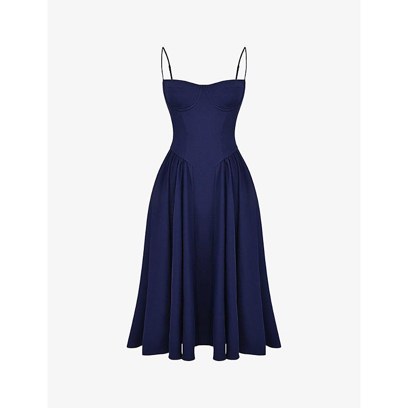 House Of Cb Samaria Corseted Woven Midi Dress in Blue | Lyst House Of Cb Samaria Corseted Woven Midi Dress in Blue | Lyst