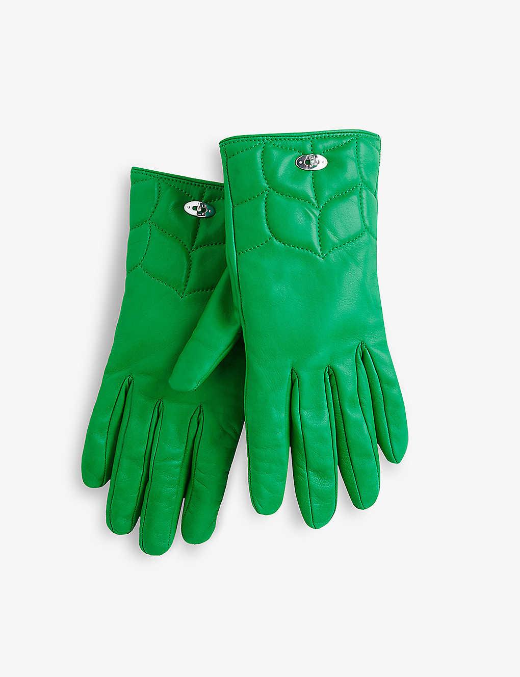 Mulberry Softie Postman's Lock Leather Gloves in Green Lyst