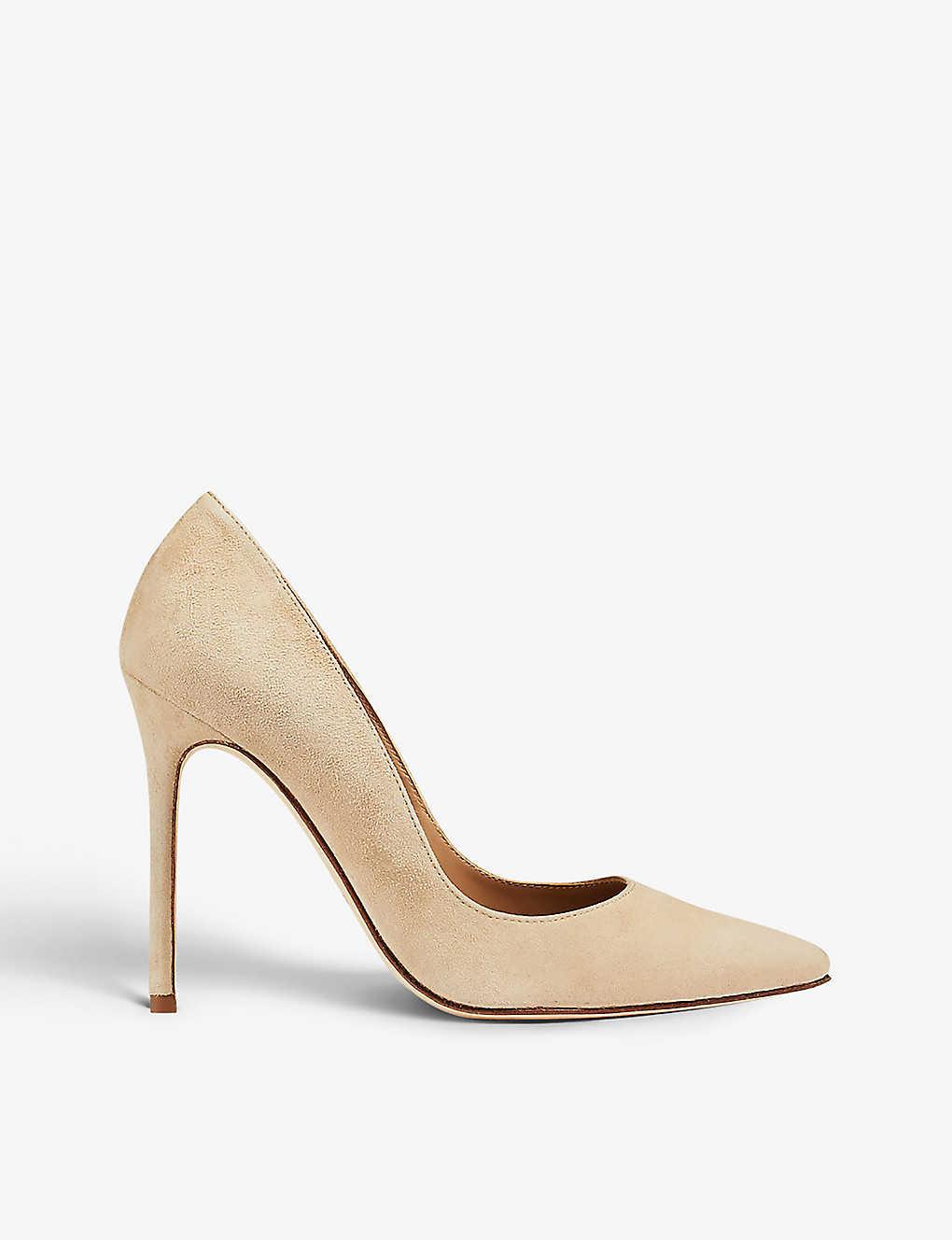 LK Bennett Monroe Pointed-toe Suede Courts in White | Lyst