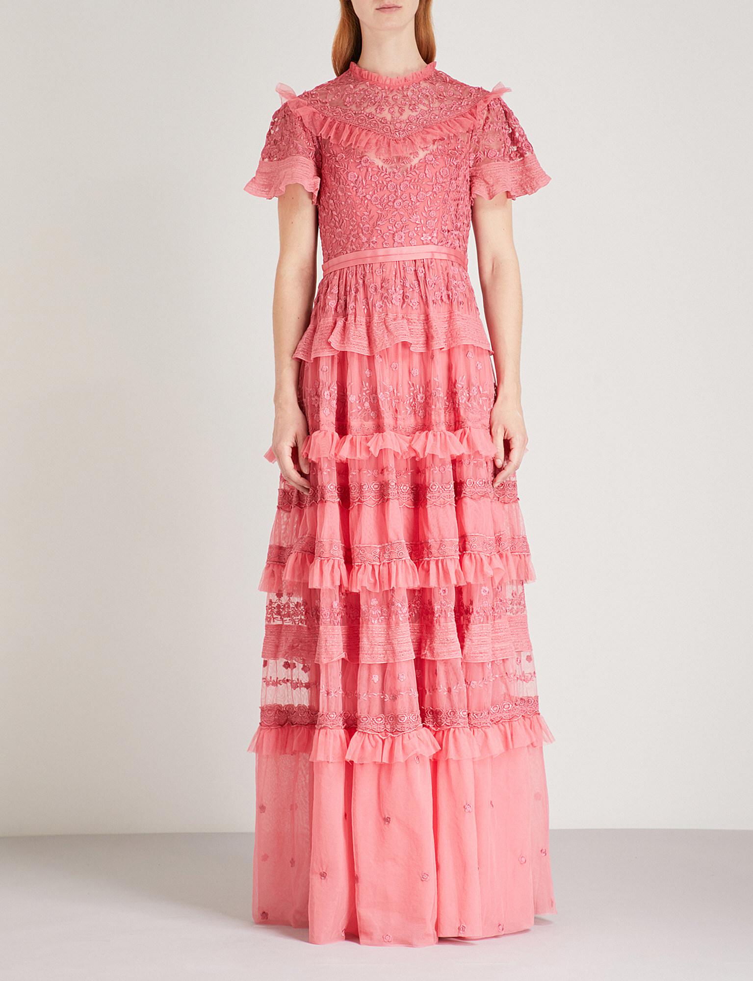 Needle & Thread Iris Embroidered Tulle Gown in Pink | Lyst Canada