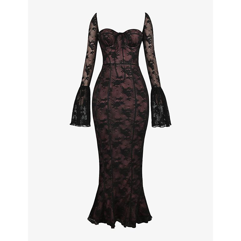 chinese dress ladies House Of CB Solaine Ivory Lace Corset Maxi Dress