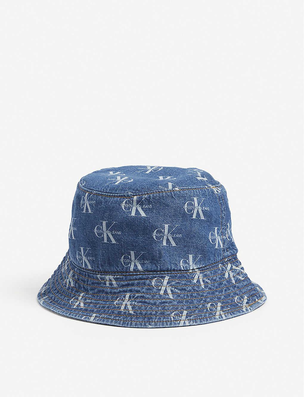 Calvin Klein Monogram-print Cotton Bucket Hat in Blue for Men | Lyst