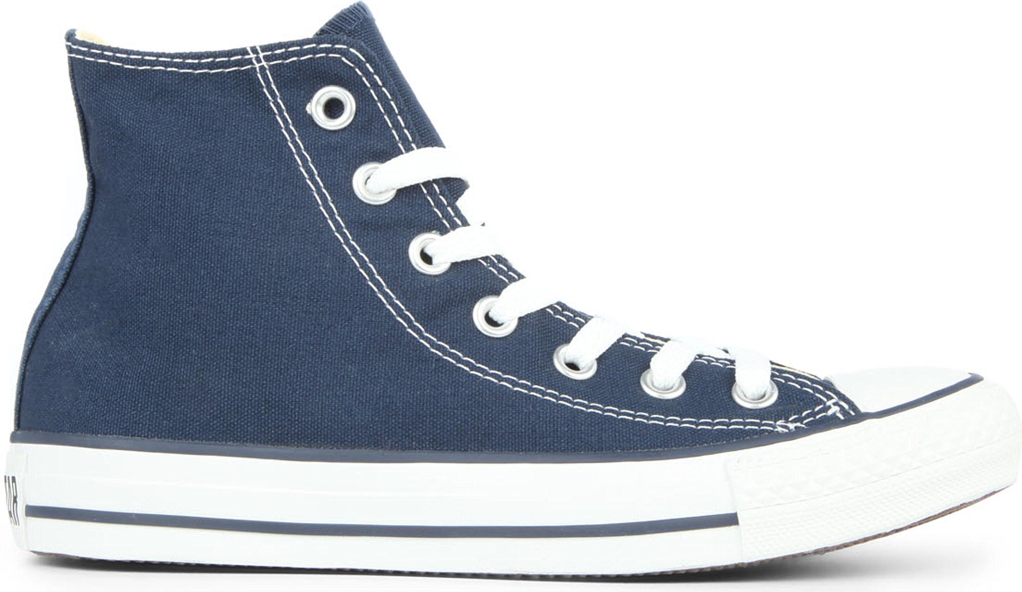 navy blue high top converse