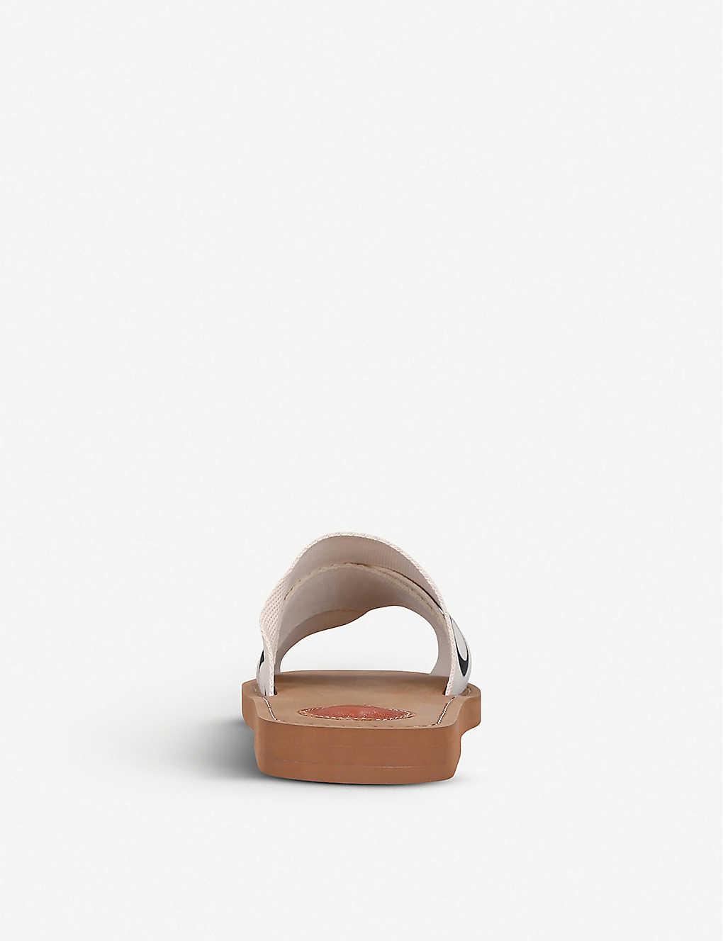 chloé canvas logo sandals white