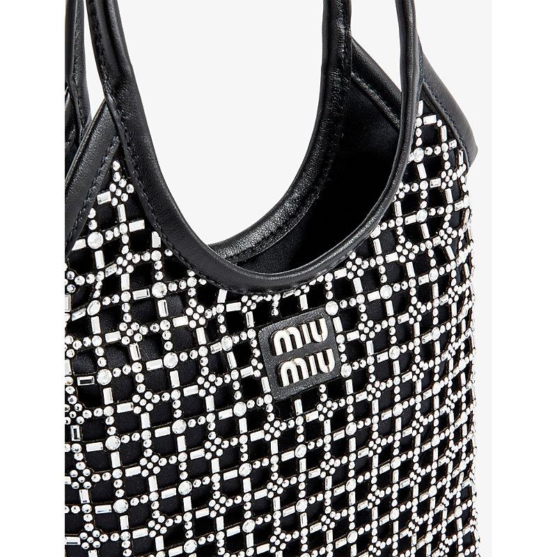 Miu Miu Starlight Rhinestone-embellished Satin Top-handle