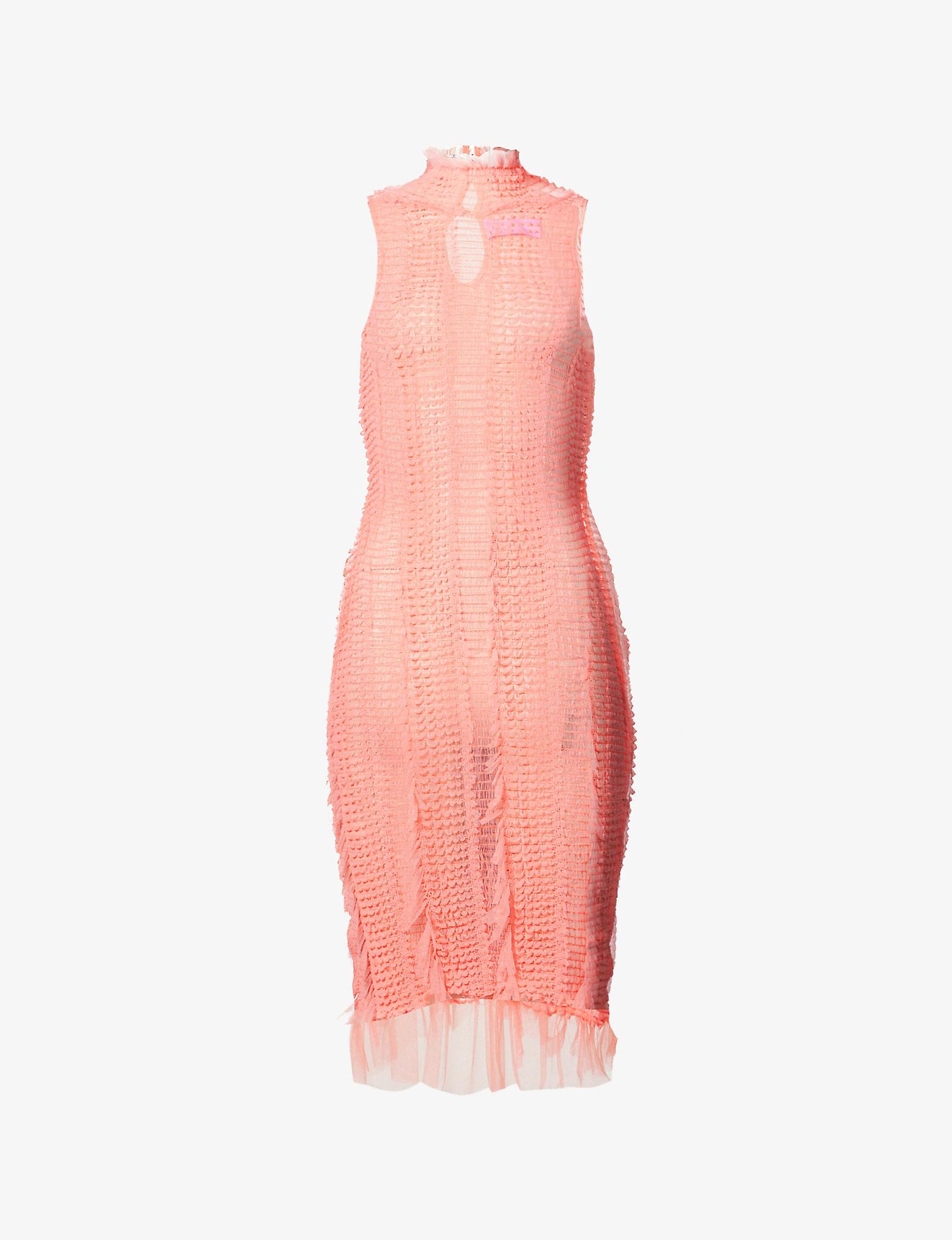 Roberta Einer Angel Fringed Mesh Woven Mini Dress in Pink | Lyst