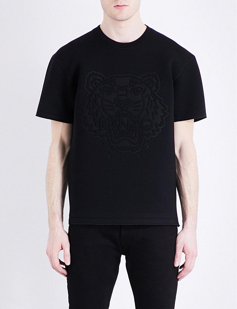 KENZO Tiger-embossed Neoprene T-shirt in Black for Men | Lyst