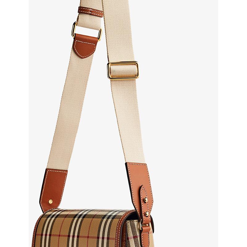 Burberry Neutral Hackberry Vintage Check Leather Cross Body Bag