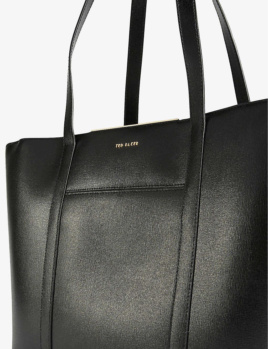 Ted Baker Golnaz Saffiano Leather Bar Detail Cross Body Bag In Black for  Women
