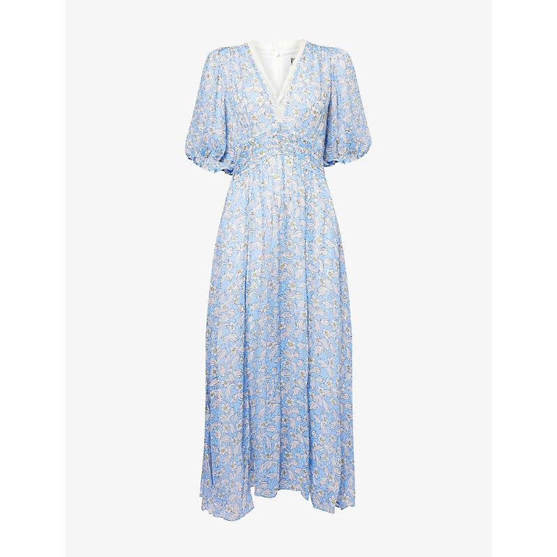 evening primrose print lace maxi dress Me+Em Evening Primrose Maxi Dress In Soft White/Blue/Multi - 30% Off