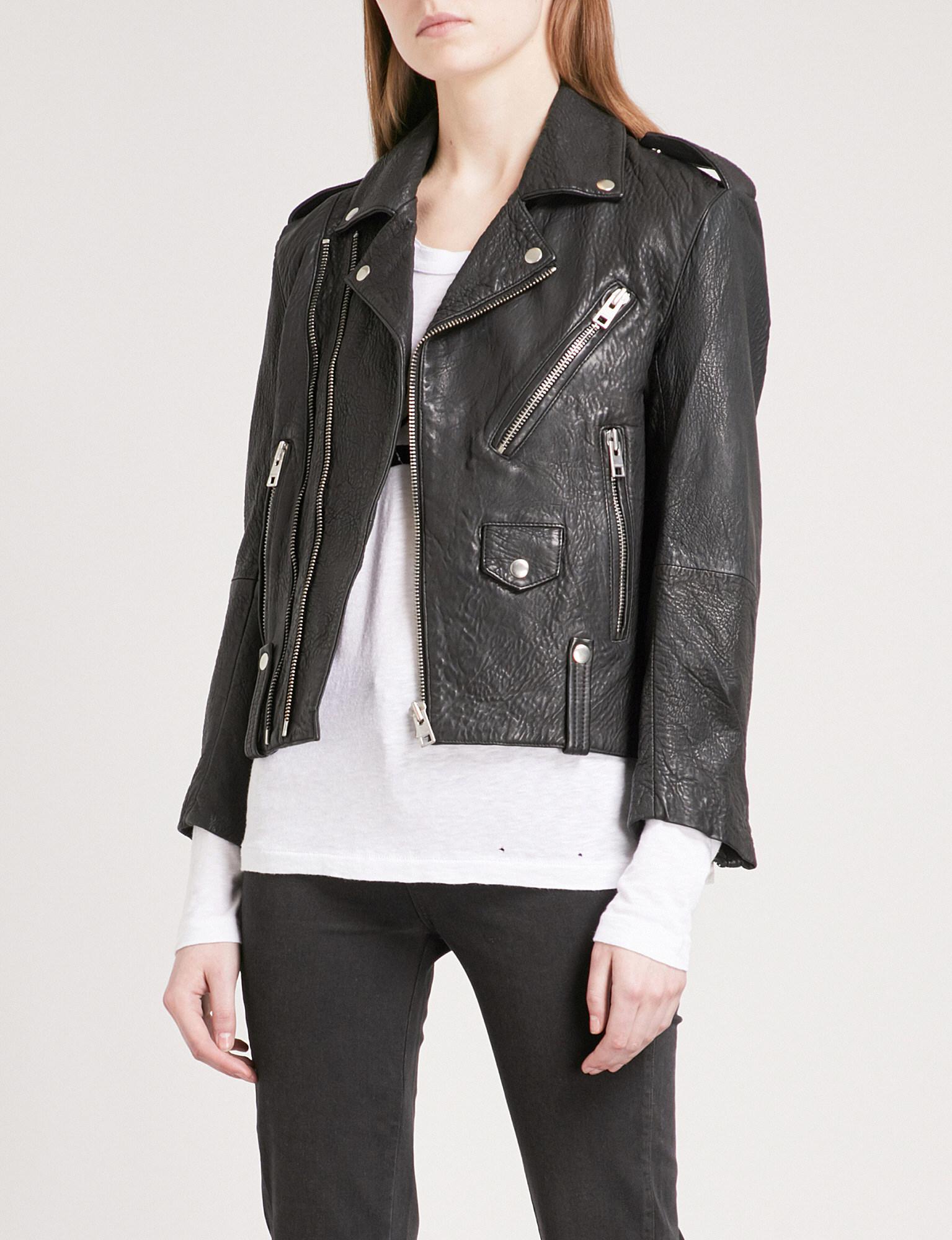 Zadig & Voltaire Liya Deluxe Leather Biker Jacket in Black | Lyst