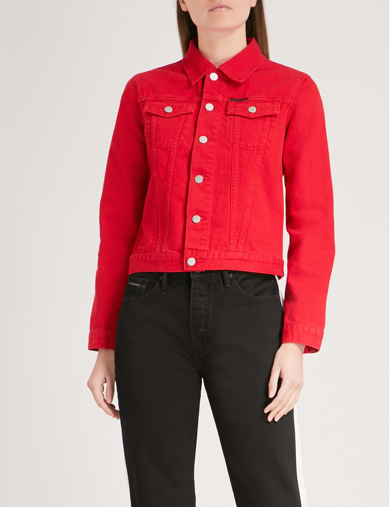 Red Calvin Klein Denim Jacket Flash Sales  dainikhitnewscom 1691333462