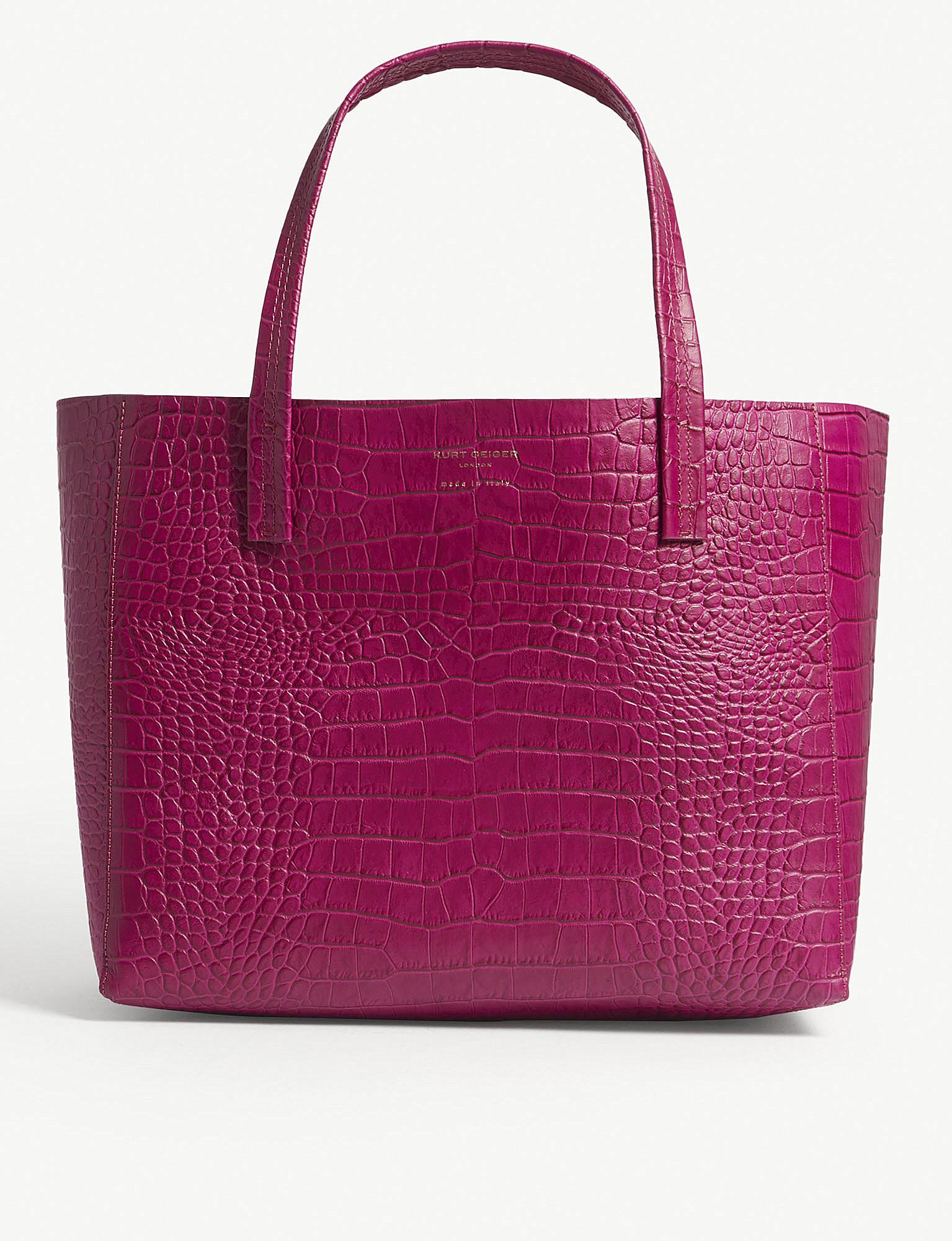 violet leather tote