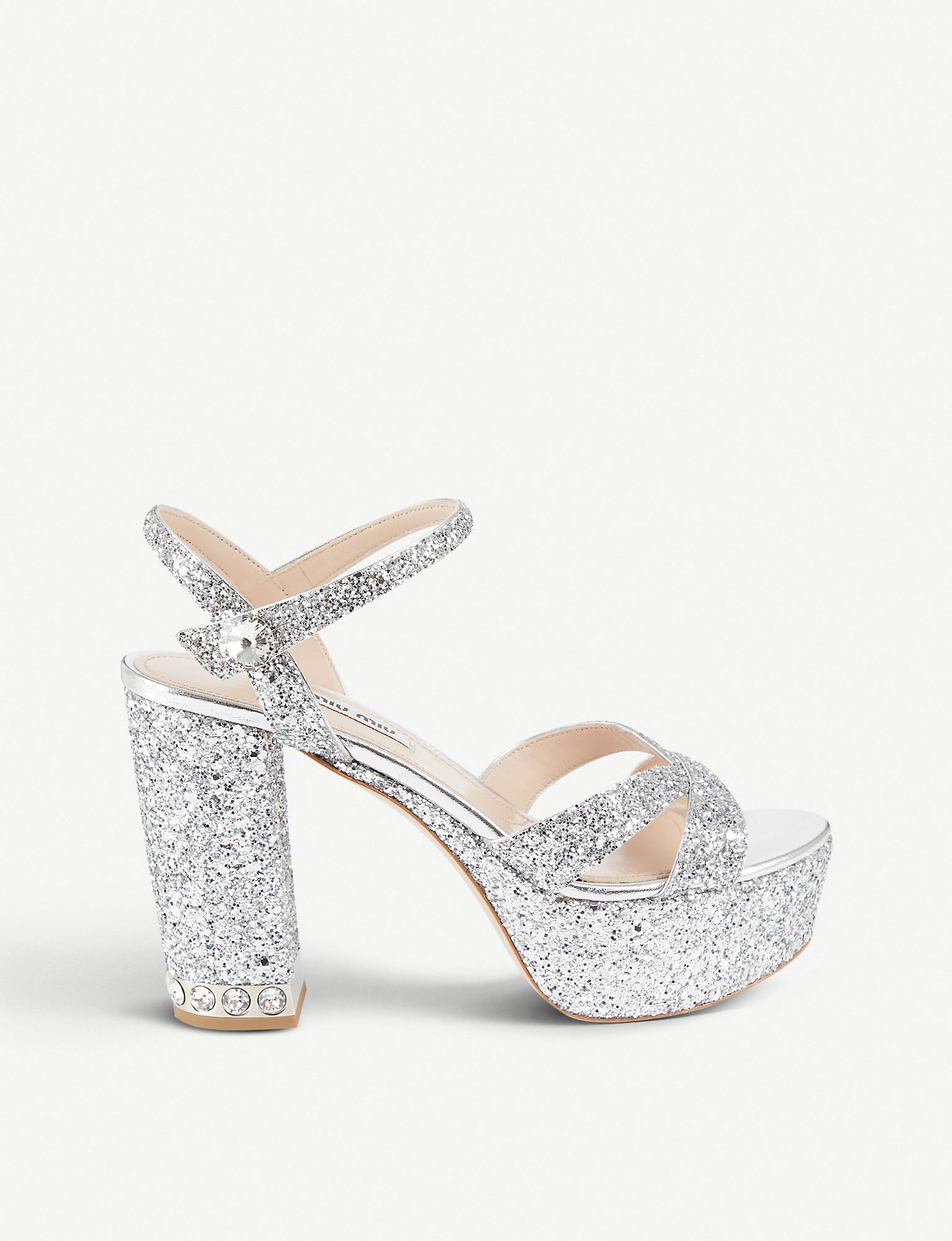miu miu glitter sandals