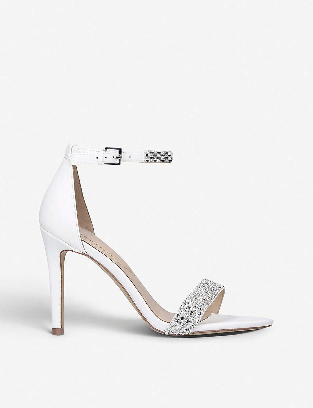 ALDO White 'prommy' Embellished Stiletto Heel Strappy Sandals | Lyst