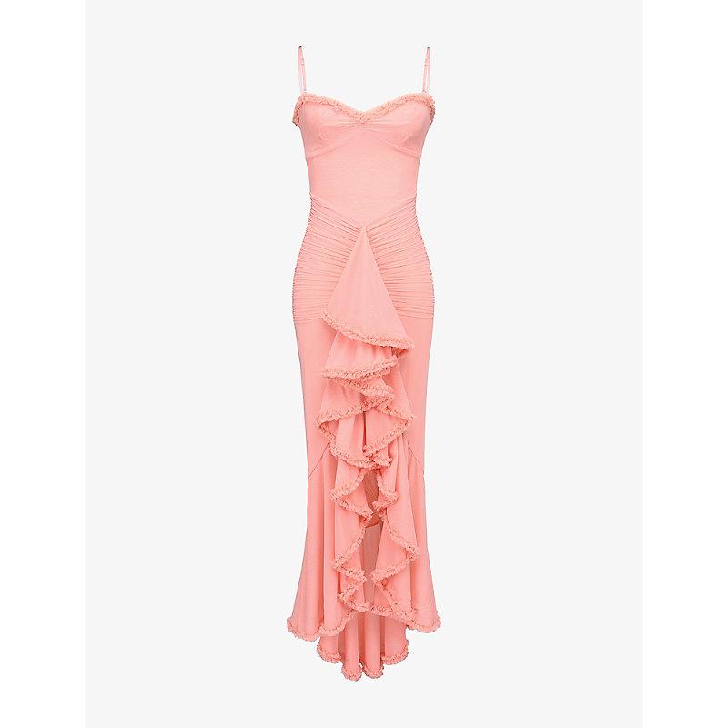 strapless open back dress Petal and Pup Women's Ciao Ruffles Maxi Satin Dress main image 1
