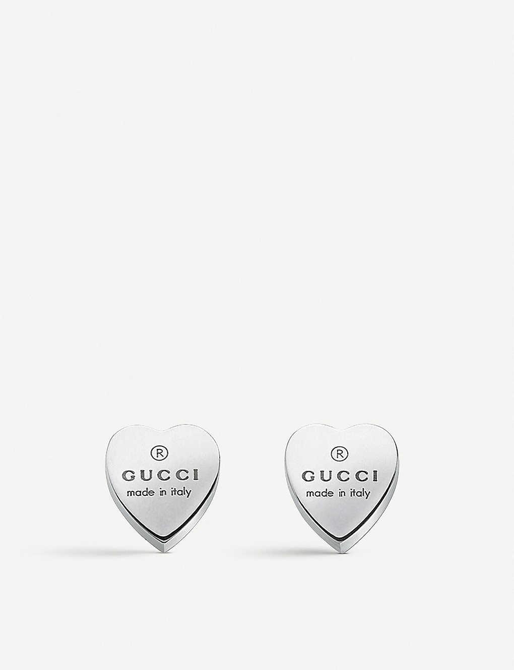Gucci Trademark Earrings Heart-motif Sterling Silver Stud Earrings in  Metallic | Lyst