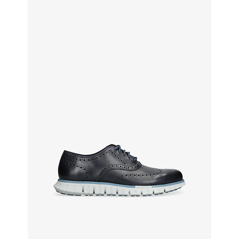 Cole Haan Men's 4.ZERGRAND Wingtip Oxford Dress Shoes - Black Leather, Style C33452 (New With Box)