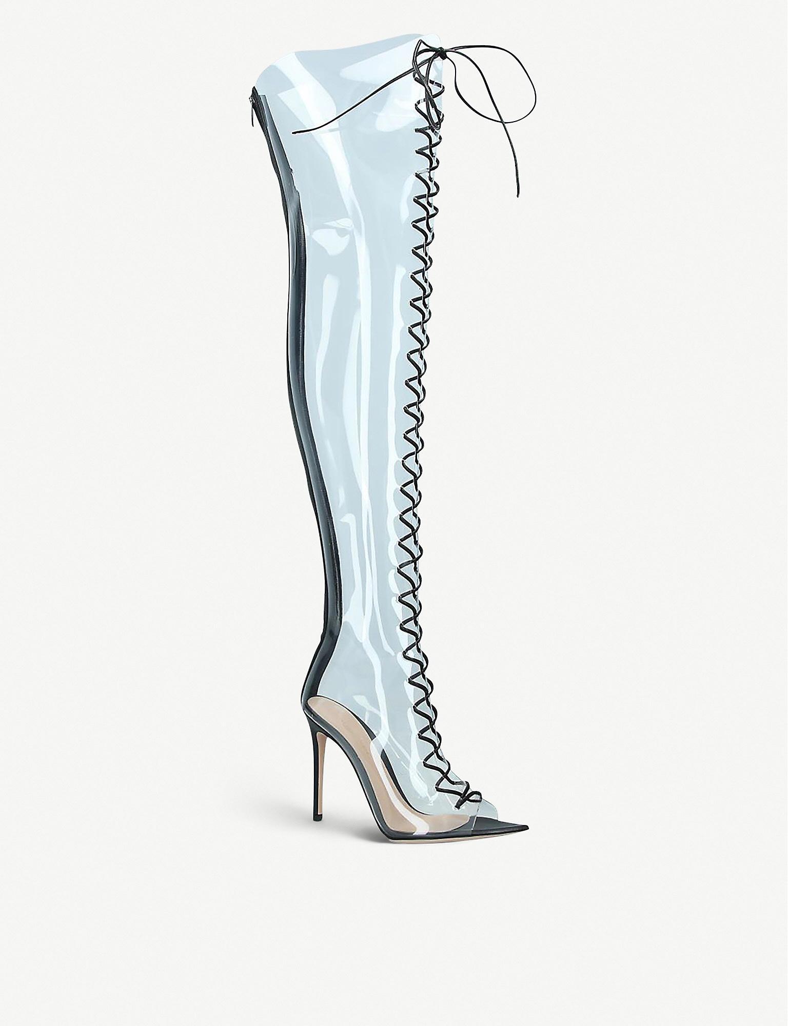 pvc over the knee boots