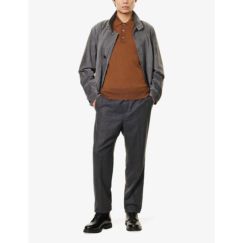 dunhill Knitted Cashmere Polo Shirt in Brown for Men | Lyst UK