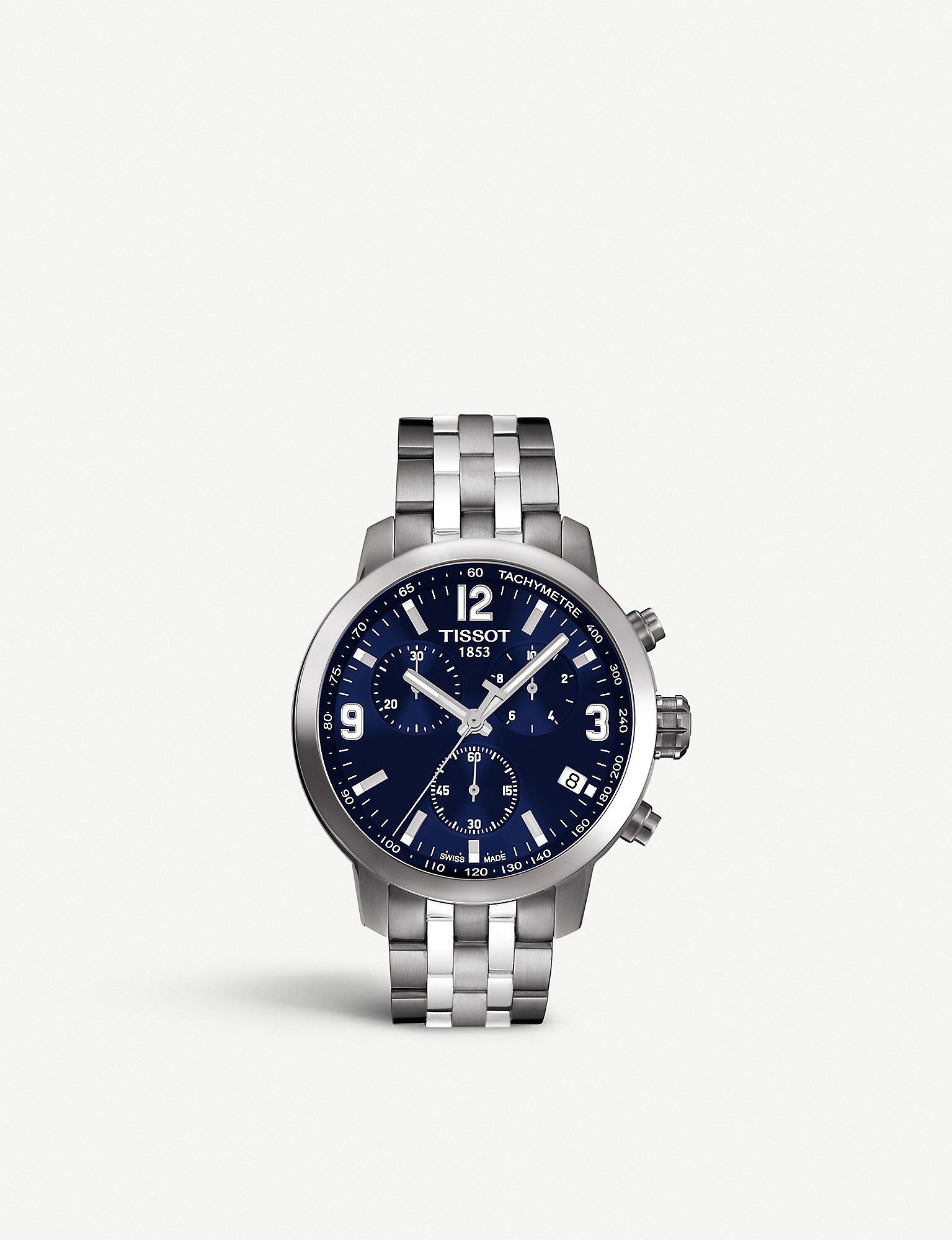 tissot prc 200 chronograph blue dial men's watch