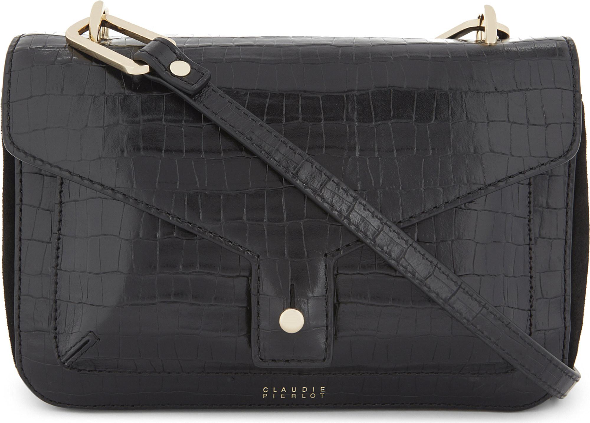 Claudie Pierlot Sac Crocodile-embossed Leather Cross-body Bag in Black ...