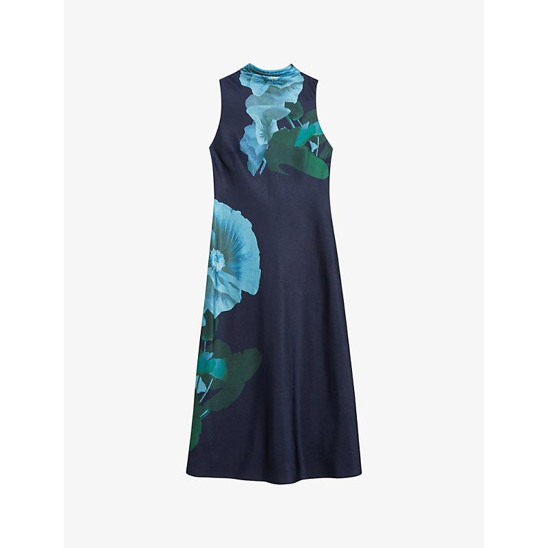 Ted Baker Timava Floral-print Cowl-neck Woven Midi Dress in